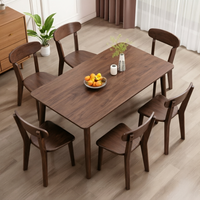 Ensemble table et chaises en bois de caoutchouc massif, design moderne minimaliste, forme rectangulaire, capacité 6 personnes, assemblage requis
