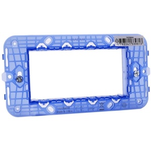 Vimar Ark 4 Seater Support Frame Blue <b>Plastic</b> Mounting <b>Bracket</b> For Electrical Box Installation - Product Image 1