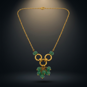 Collier pendentif plaqué or avec perles d'imitation et pierres vertes pour femme, bijou fantaisie tendance - Product Image 6