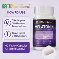 Capsules de mélatonine OEM pour le sommeil, végétaliennes, halal, 100 % naturelles, 60 comprimés à croquer pour un soutien avancé du sommeil, adolescents et adultes