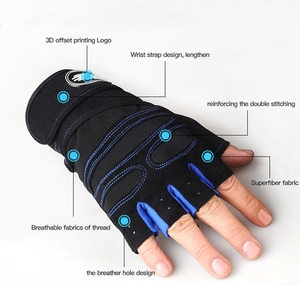 Gants de fitness équipement de soutien de paume de gymnastique pour hommes et femmes haltérophilie sangle de poignet étendue gants d'entraînement antidérapants - Product Image 6
