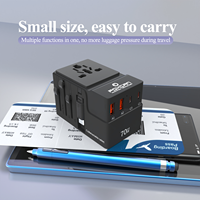 Adaptateur de voyage pour ordinateur portable Foxcan GaN PD QC3.0 à charge rapide 2USB-C+2USB-A 70W avec câble pour appareil photo et écouteurs