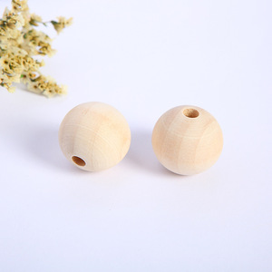 Perles rondes en bois <span class=keywords><strong>de</strong></span> cerisier brut sans revêtement, perles en bois bon marché avec trou - Product Image 2