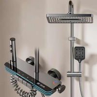 Système de Douche Intelligent LED de Luxe pour Appartements, Haute Pression, Pluie Numérique, 4 Fonctions : Pluie Douce, Jet de Massage, Jet Unique