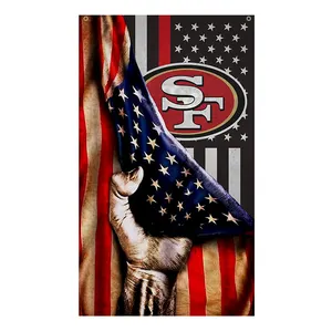 Nuovo design tutte le bandiere della squadra nfl poliestere 3*5 Custom nfl SF San Francisco 49ers Football team Club flags