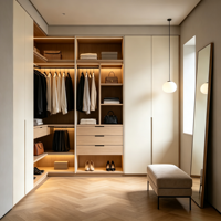 Armoire sur mesure intégrée au sol et au plafond, armoire moderne pour chambre à coucher avec éclairage LED, support OEM ODM pour maison et villa