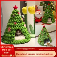 Lit pour chat en feutre DIY de luxe en forme d'arbre de Noël, nid d'hiver chaud conique pour petits chiens, cadeau de Noël pour intérieur, vente en gros OEM