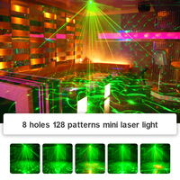 Télécommande intelligente Mini lumières laser LED programmables à 8 trous 128 motifs d'animation rvb pour l'éclairage décoratif DJ de fête à la maison