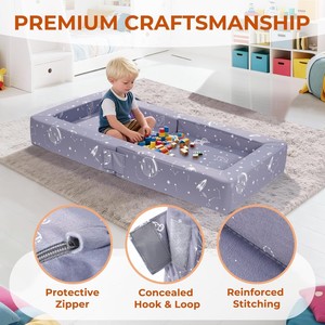 Portable 3-in-1 Toddler Travel <b>Sofa</b> Bed Chair Soft Fabric High Density <b>Foam</b> Easy-Clean Washable Cover For Home Outdoor Camping - Product Image 3