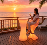 Nouvelle table et chaise de cocktail LED à 16 couleurs changeantes, mobilier de fête rechargeable, mobilier d'extérieur lumineux pour les événements de mariage