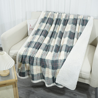 Couverture en molleton Sherpa, couverture réversible confortable et mignonne en fourrure, couvertures à carreaux moelleuses et chaudes en peluche pour canapé-lit