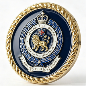 Pièce de défi personnalisée en émail dur, motif Couronne royale du Lion, pour pompiers, commémorative, souvenir, médaille d'honneur du département, Fête des Pères - Product Image 5