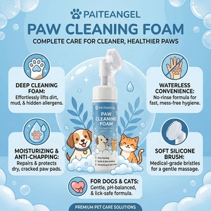 Detergente per <span class=keywords><strong>Zampe</strong></span> di Animali Domestici Senza Acqua, Schiuma 210ml Anti-Screpolature, Spazzola in Silicone per Lavaggio <span class=keywords><strong>Zampe</strong></span> Cani, Personalizzabile OEM - Product Image 1