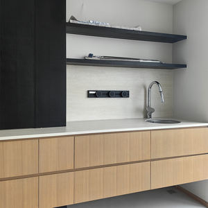 خزانات مطبخ بوحدات معاصرة مخصصة ، فورميكا ميلامين خشبي بقشرة ، للفلل ، أثاث منزلي لغرفة المعيشة - Product Image 6