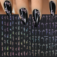 12 autocollants 3D pour ongles, motifs floraux or, argent, rose, herbe, simples et tendance, décalcomanies en relief, sliders de manucure