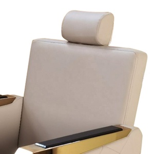 Sillón de Barbería de Cuero Sintético Crema con Base Dorada, Altura Ajustable, Mueble de Salón de Diseño Contemporáneo, Reposapiés Individual - Product Image 4