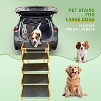 Rampe pour chien 2-en-1 en bois pour lit et canapé, escalier pliable pour animaux de compagnie avec 2 hauteurs réglables et surface antidérapante en feutre.