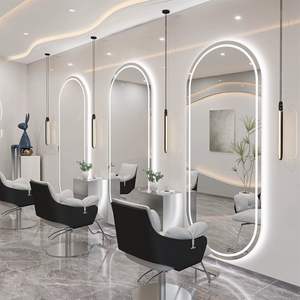 Nuevo espejo de belleza ovalado sin marco, liso, para salón, con espejo de peluquería LED de un solo toque, venta al por mayor de fábrica - Product Image 6