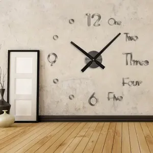 DIY אקריליק שעון קיר הבית דקורטיבי לסלון 3D גדול קיר שעונים מדבקות דקור