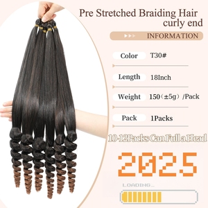 Cheveux synthétiques Julianna 18 pouces 150g pré-étirés, bouclés en spirale, soyeux, ondulés, pour tresses, boucles françaises rebondissantes - Product Image 2