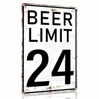 Panneau en métal amusant Beer Limit 24, 8x12 pouces, parfait pour la décoration de la cave des hommes, les accessoires de bar et la décoration murale pour hommes