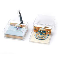Bloc-notes 3D stéréoscopique de luxe de haute qualité, bloc-notes créatif artistique, cadeau d'entreprise avec logo personnalisé et porte-stylo en acrylique