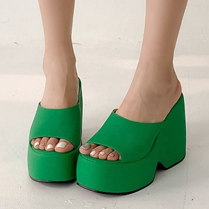 Height Increasing Thick Sole Wedge High Heel <b>Shoes</b> Open Toe Summer Sandals for Women Casual Comfortable Slides Slip-on - Product Image 1