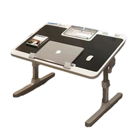 Bureau à réglage manuel pliable en métal pour ordinateur portable avec tiroir, bibliothèque et port USB