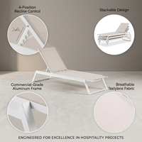Chaise longue de qualité professionnelle en aluminium, mobilier d'extérieur en Textilene, empilable, sans accoudoirs, pour hôtel, complexe hôtelier, bord de piscine