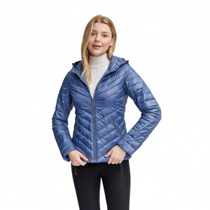 HDJ Giacca trapuntata leggera da donna con cappuccio e chiusura a cerniera, cappotto casual autunnale S/M/L/XL - Product Image 3