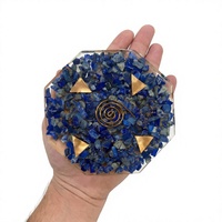 Sous-verre en Orgone de Lapis Lazuli Bleu, Plaque en Cristal de Pierre Précieuse Faite à la Main pour la Méditation Reiki, Décoration d'Intérieur, Cadeau