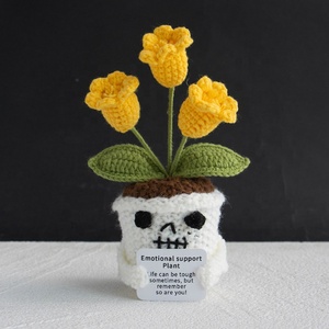 Muñeco de punto artesanal de lirio de los valles de Halloween, planta en maceta de acrílico tejida, de alta simulación, para escritorio - Product Image 4