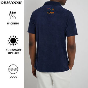 Handdoek Badstof Johnny Kraag Polo Korte Mouw Knooploze Plakkaat Loungewear Getailleerd Relaxed Fit In Absorberend Heren Badstof Shirt - Product Image 2