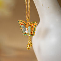 Collier pendentif papillon en or TANGPEI, alliage, jade, perle, bijoux de mode