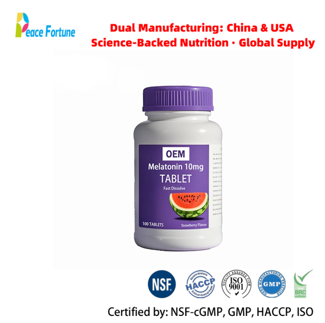 OEM Private Label Melatonin 10mg Fast Dissolve Sublingual Tablets Strawberry Flavor Sleep Support Non-GMO Gluten Free 100 Count