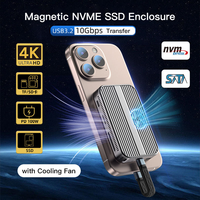 Enclosure SSD M.2 NVMe Magnetik Snap-On & Hub USB-C dengan Kipas Pendingin 10Gbps SD/TF 4K HDMI PD untuk iPhone Merekam Video & Backup