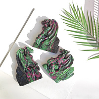 Cristal de Zoisite Rubis, Sculpture de Château de Dragon, Pierre de Guérison, Ornement de Dragon, Artisanat en Cristal pour la Décoration