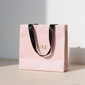 Sac en papier kraft rose de luxe personnalisé avec logo pour cadeaux et bijoux – Offre spéciale - Product Image 3