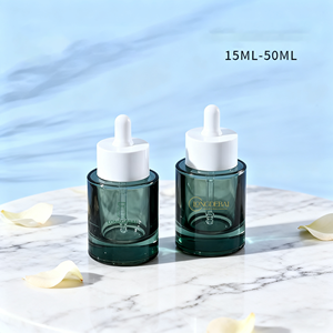 Dark Green <b>Flat</b> Shoulder Dropper Bottle 15ml 20ml 30ml 40ml50ml Refined Oil and Cosmetic Essence Separate Bottle with <b>Screw</b> Cap - Product Image 2