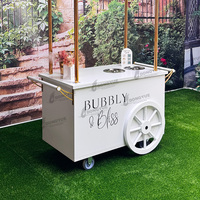 Chariot de bar à bonbons métallique pliable portable personnalisé chariot à champagne pour les mariages anniversaires événement fête avec seau à glace