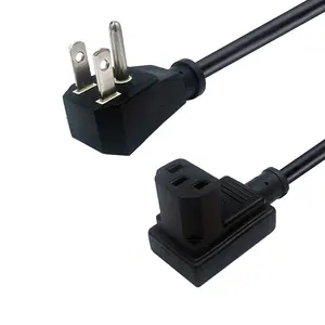 Kabel Daya 3 Pin Plug untuk Bengkok IEC 320-C13, Kabel Daya SVT SJT 3 * 18AWG Arus Tinggi AC Amerika 15A