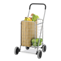 Offre spéciale Vente en gros Léger 4 roues Portable Pliant Tube en acier Chariot à bagages pour achats à domicile