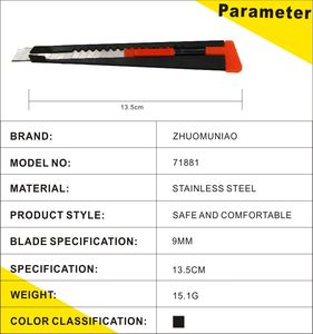थोक आयरन + प्लास्टिक संभाल कार्बन स्टील ब्लेड स्वत: लॉक कटर 9mm मिनी उपयोगिता चाकू - Product Image 4