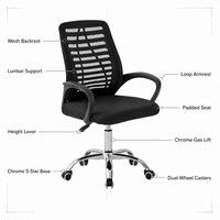 Chaise de conférence confortable pour longues sessions, chaise de direction pivotante réglable en maille avec dossier, chaise de bureau