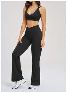 Nouveautés Pantalons de yoga évasés en V pour femmes, respirants, imprimés, avec poches latérales, sensation seconde peau, luxueux et élégants, pour l'entraînement et la gym, vente en gros - Product Image 5