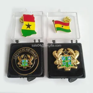 Ghana Huy Hiệu Lưu Niệm Thành Phố Cờ Quốc Gia Bản Đồ Áo Của Arms Ghana Trâm