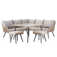 Chaise de canapé de jardin en forme de L en rotin imperméable en aluminium pour balcon et patio pour la vente en gros
