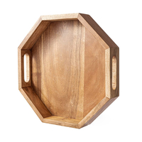 Fait à la main Meilleur Prix Élégant Solide Acacia Usage Domestique Plateau En Bois Plateau Tasse Plateau En Bois avec Poignée