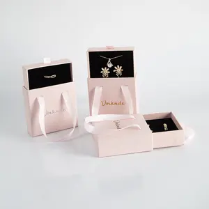 Produsen baru kotak kertas kerajinan perhiasan hadiah kardus mewah anting kemasan kalung Set kemasan kotak geser kustom