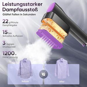 Vapeur de tissu électrique <span class=keywords><strong>portable</strong></span> 1200W 40's Fast-Heat Handheld Garment Steamer Usage domestique Anti-Dry Burning Home Travel Manual - Product Image 5